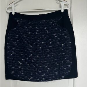 O'2nd Wool Navy Textured Mini Skirt